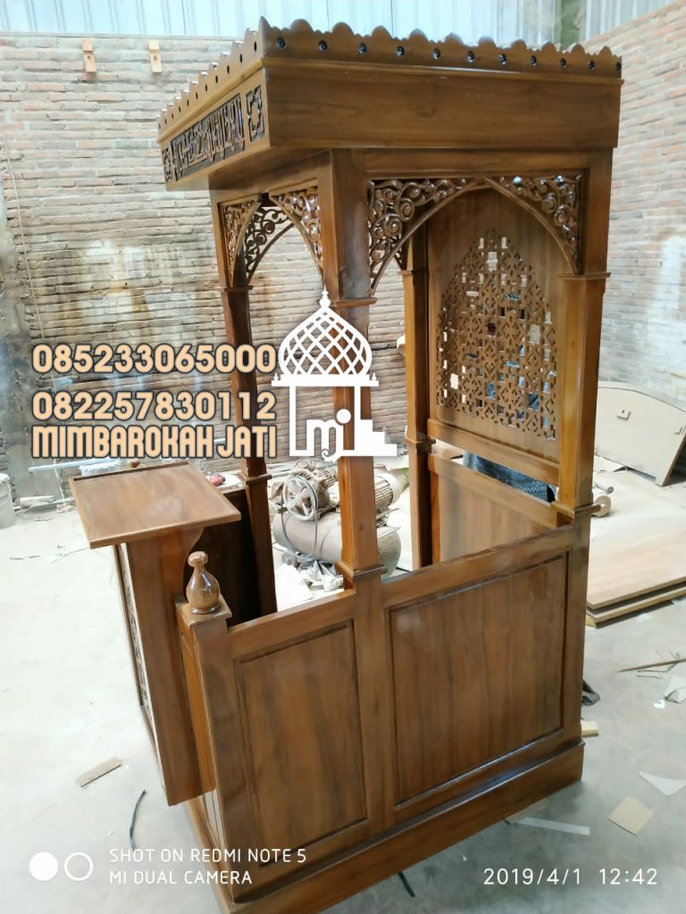 Mimbar Masjid Jepara Podium Minimalis Model Mimbar Minimalis Ornamen Arabic Kayu Jati