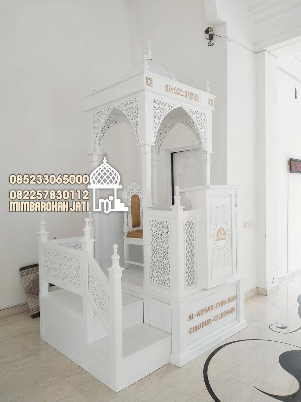 Mimbar Masjid Minimalis Modern Cat Putih Mewah