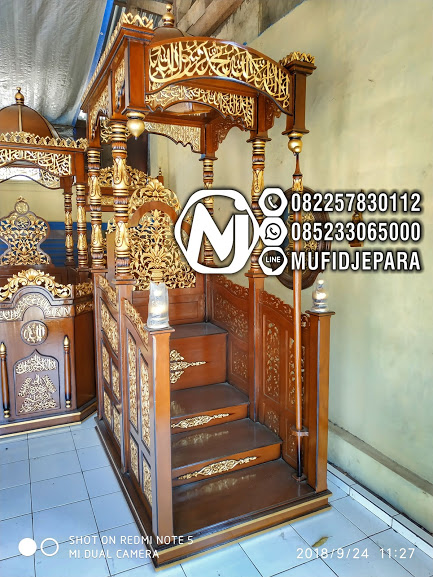 Harga Mimbar Kayu Ukiran Arabic Pesanan DKM Masjid Cirebon tokomimbar com